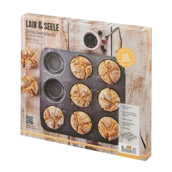 Brotbacken<RBV Birkmann Brötchenblech 32x30 cm Laib & Seele schwarz