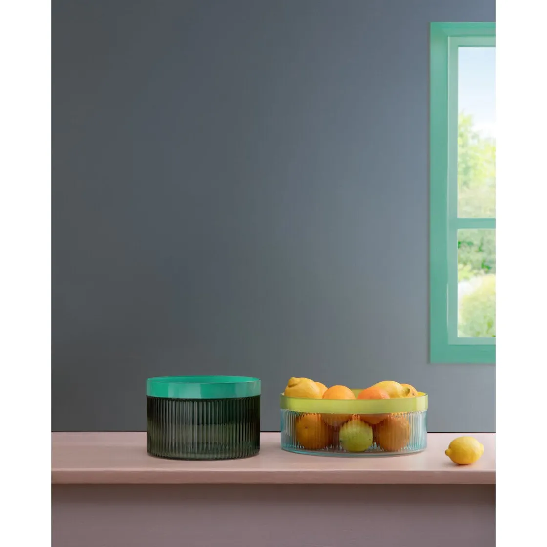 Remember Glasschale Groove blau 27x27x10cm