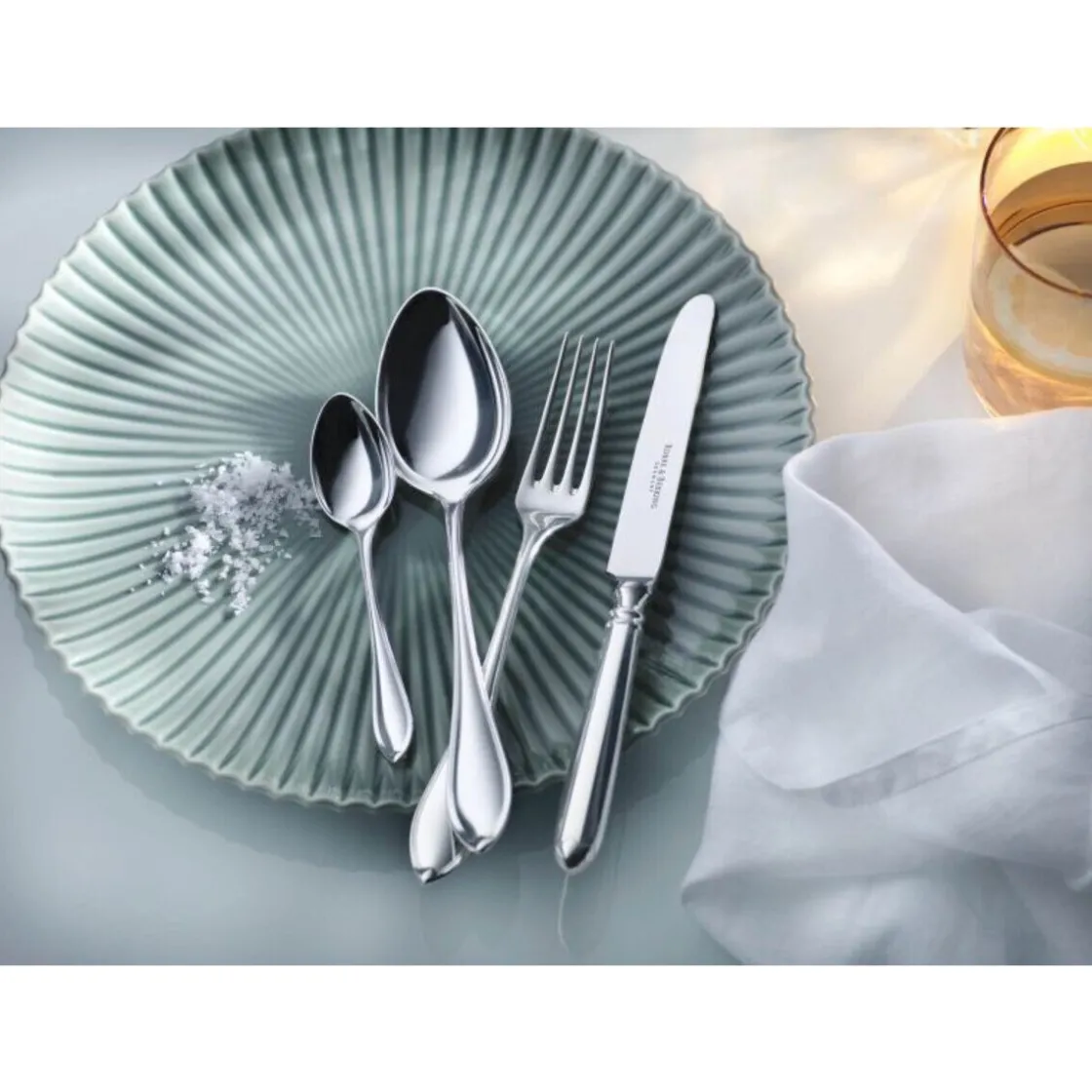 Versilbertes Besteck<Robbe & Berking 4 tlg. Garnitur Navette 150 g versilbert