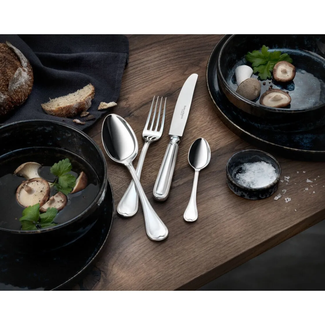 Robbe & Berking 4 tlg. Garnitur Menügröße Classic Faden 150 g versilbert