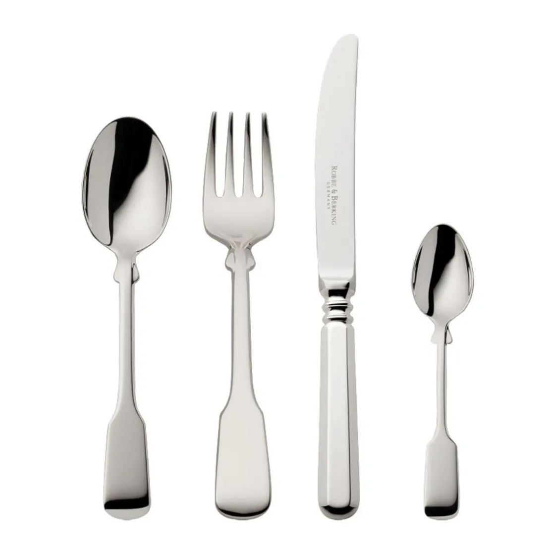 Kinderbesteck|Echtsilber Besteck<Robbe & Berking 4 tlg. Kinderbesteck Alt Spaten 925 Sterlingsilber