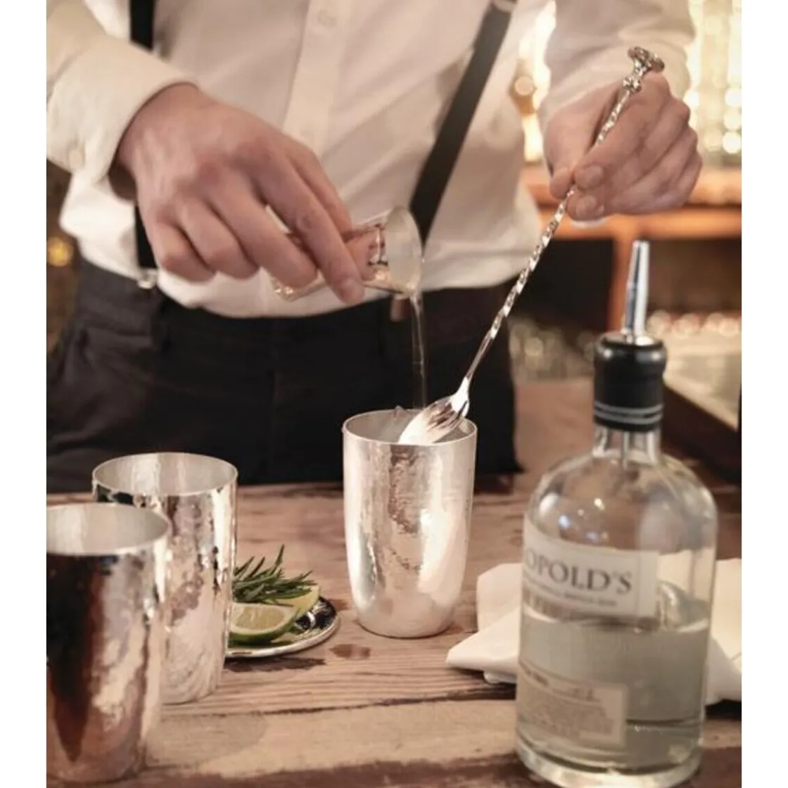 Longdrinklöffel<Robbe & Berking Barlöffel Martelé 90 g versilbert