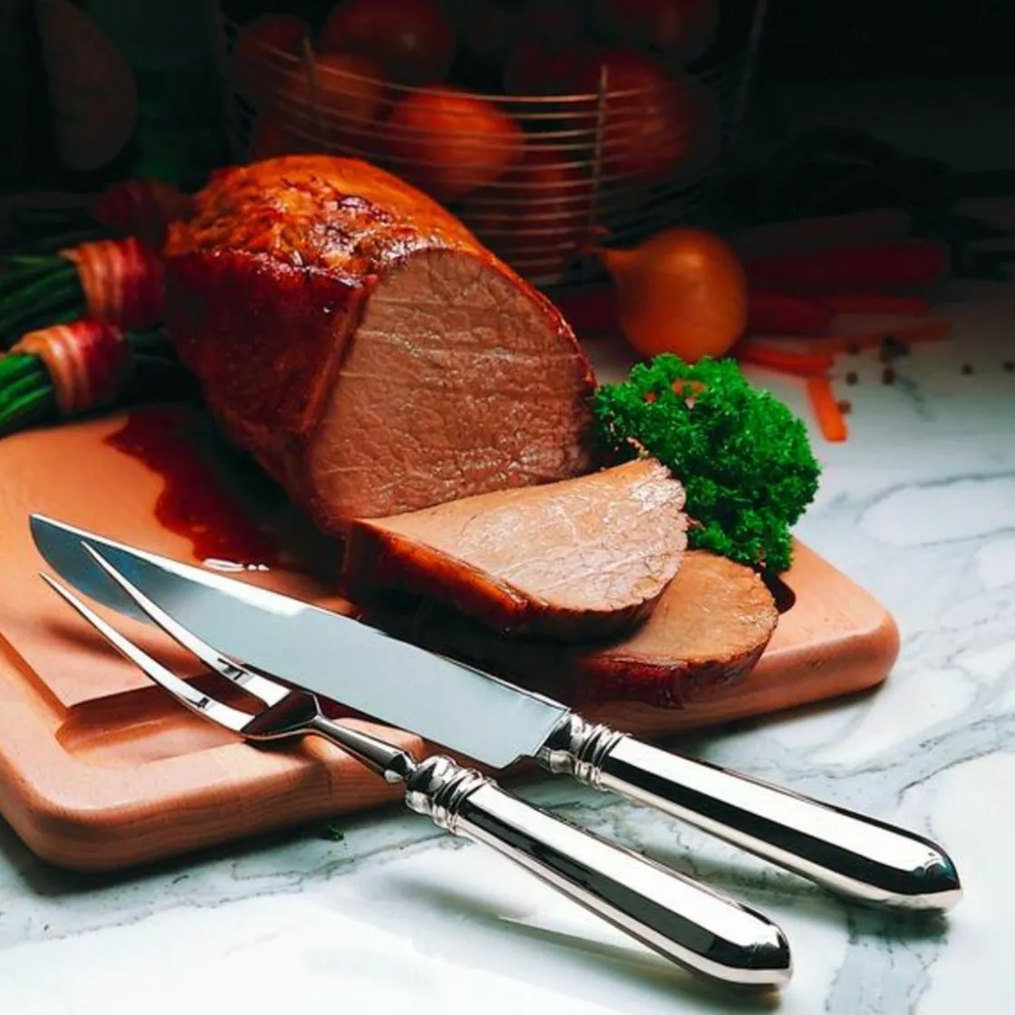 Versilbertes Besteck<Robbe & Berking Fleischgabel gross Navette 150 g versilbert