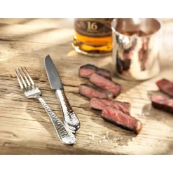 Robbe & Berking Steakmesser Frozen Black Martelé 925 Sterlingsilber