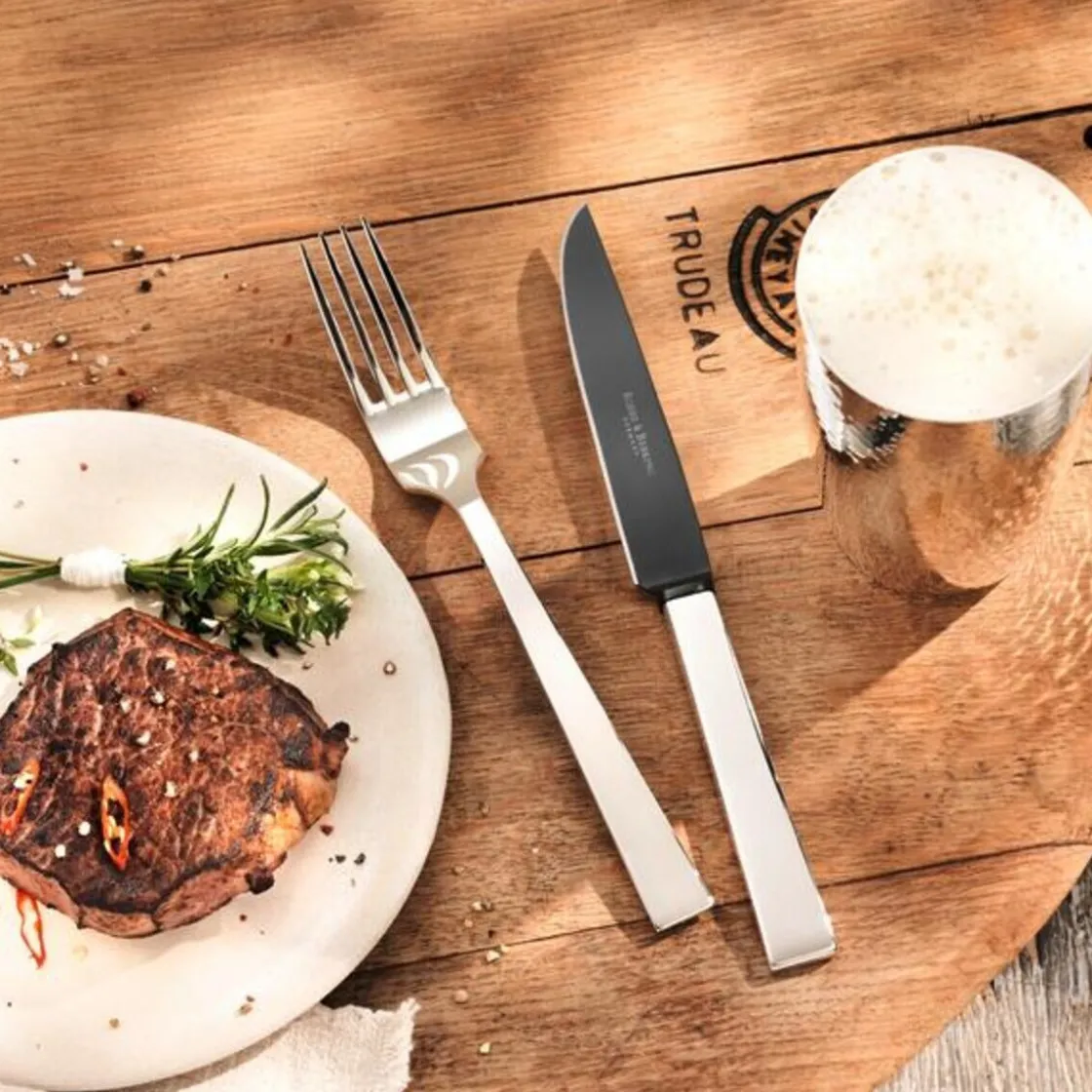 Versilbertes Besteck<Robbe & Berking Steakmesser Frozen Black Riva 150 g versilbert