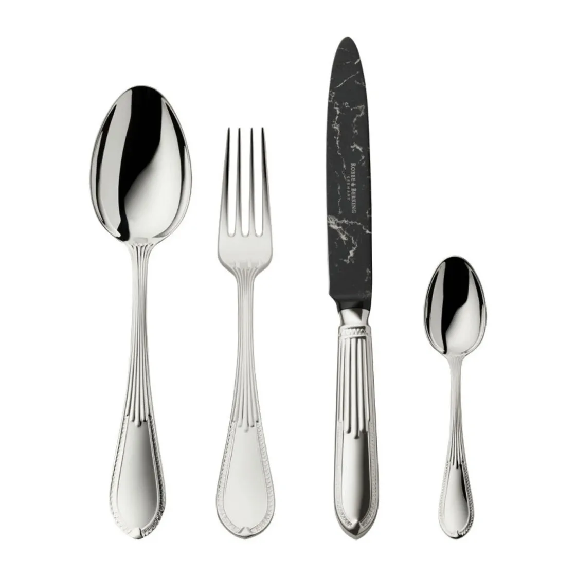 Robbe & Berking The Box - Belvedere 150 g versilbert inkl. 24-tlg Besteckset Marble Cut