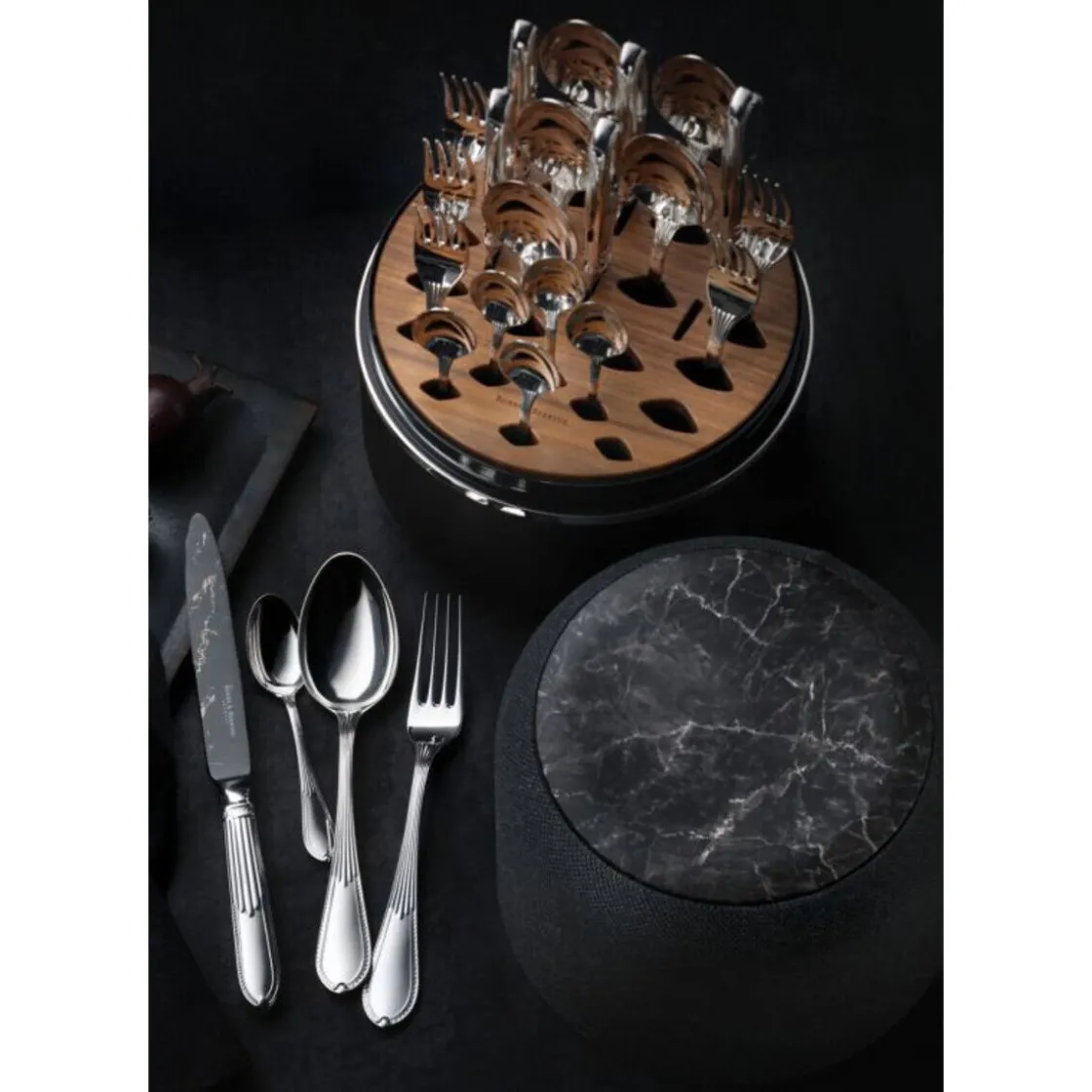 Robbe & Berking The Box - Belvedere 150 g versilbert inkl. 24-tlg Besteckset Marble Cut