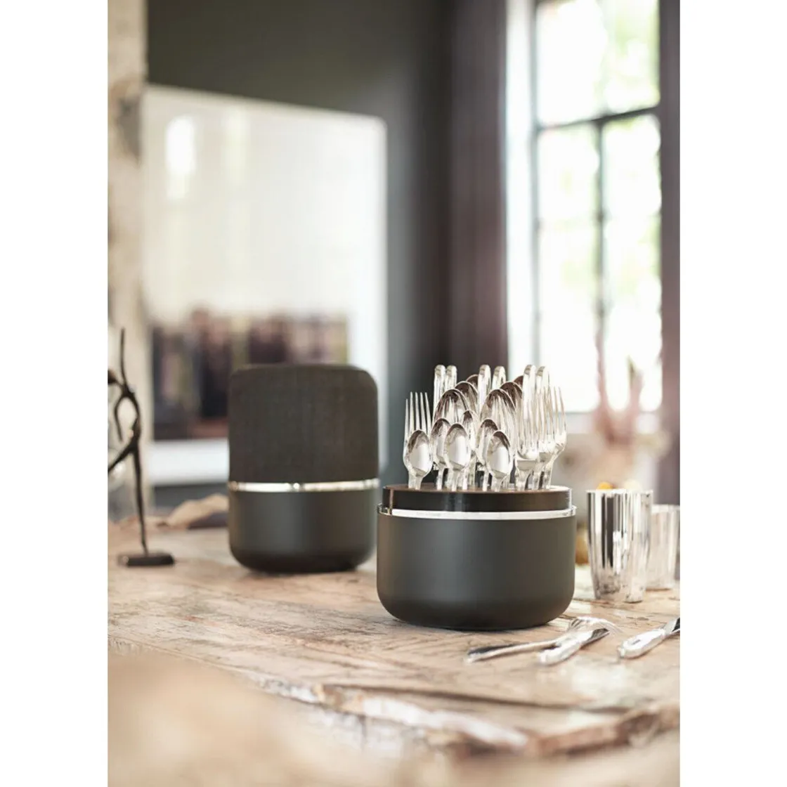 Besteck Set 6 Personen<Robbe & Berking The Box - Martelé 925 Sterlingsilber inkl. 24-tlg Besteckset