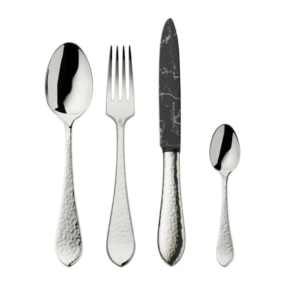 Robbe & Berking The Box - Martelé 150 g versilbert inkl. 24-tlg Besteckset Marble Cut