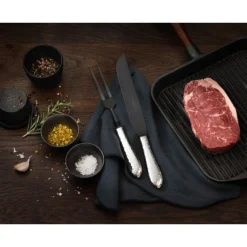 Fleischgabeln<Robbe & Berking Tranchiergabel Frozen Black Martelé 925 Sterlingsilber