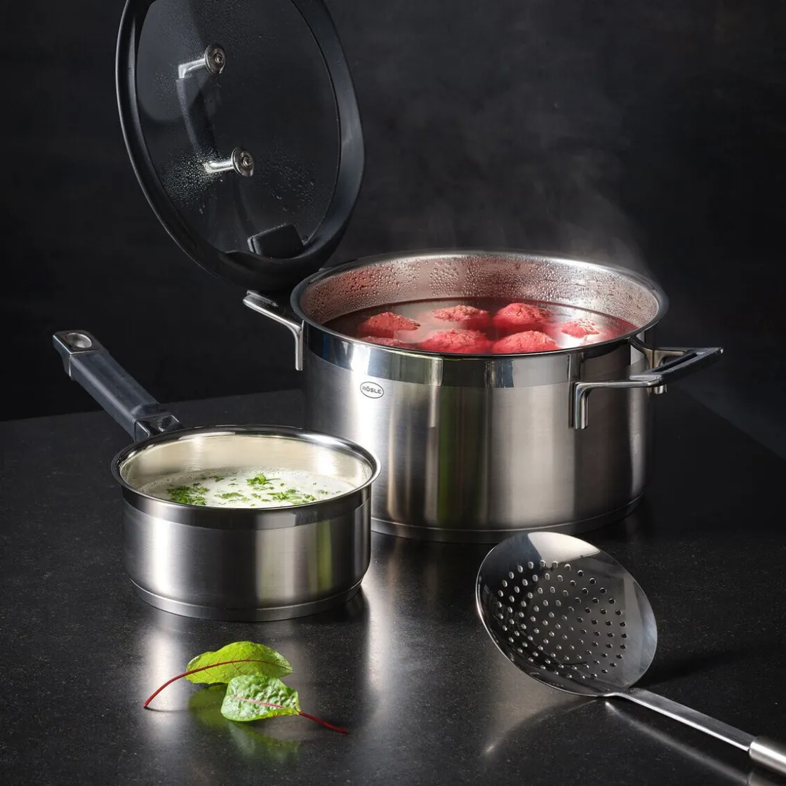 Schöpfkellen|Messer & Co. Entdecken<Rösle Schaumlöffel flach Rundgriff Grob Edelstahl 12cm