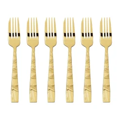 Kuchengabeln<Sambonet Kuchengabel-Set 6-tlg. Jungle Mirror PVD Gold