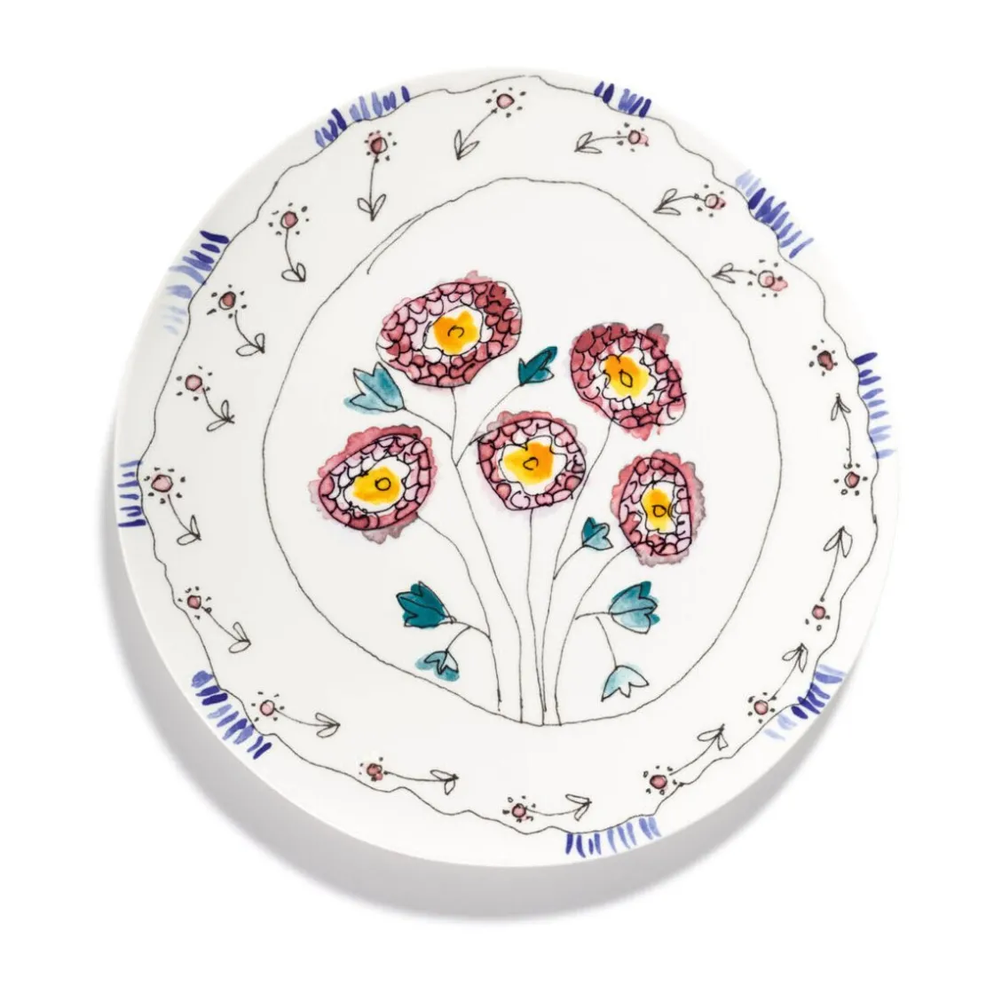 Servierplatten<Serax Servierplatte 31 cm Midnight Flowers Anemone Milk Mauve