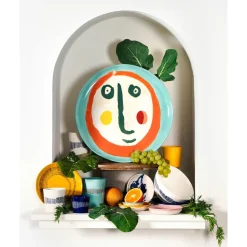 Servierplatten<Serax Servierplatte mit Gesicht 2 35 cm Feast bunt