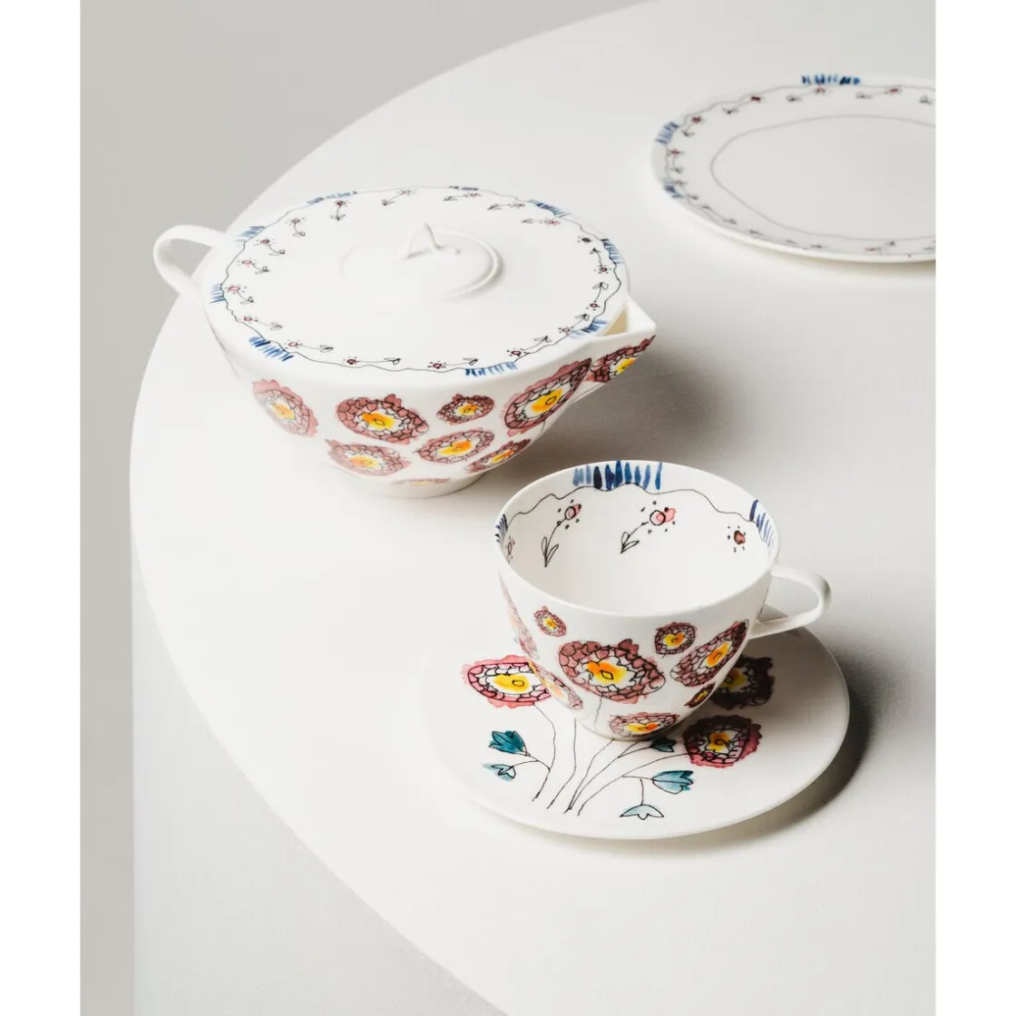 Serax Teekanne 20x16x11 cm Midnight Flowers Anemone Milk Mauve