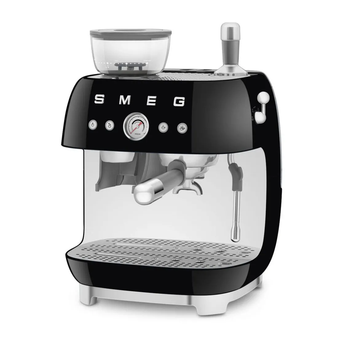 Smeg Espressomaschine mit Mahlwerk EGF03 2 Tassen 1650 50’s Style schwarz