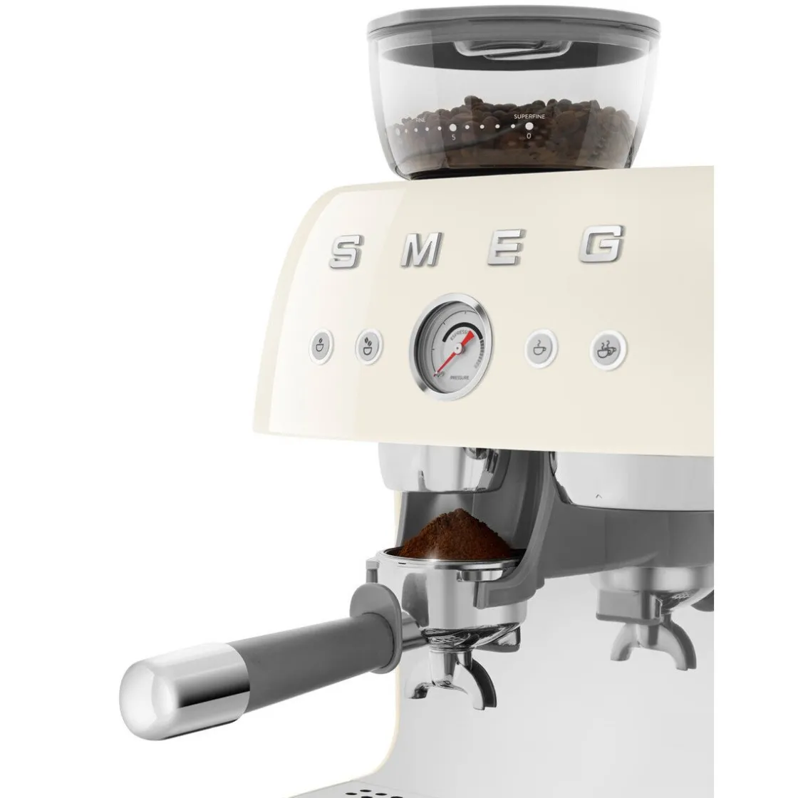 Smeg Espressomaschine mit Mahlwerk EGF03 2 Tassen 1650 W 50’s Style creme