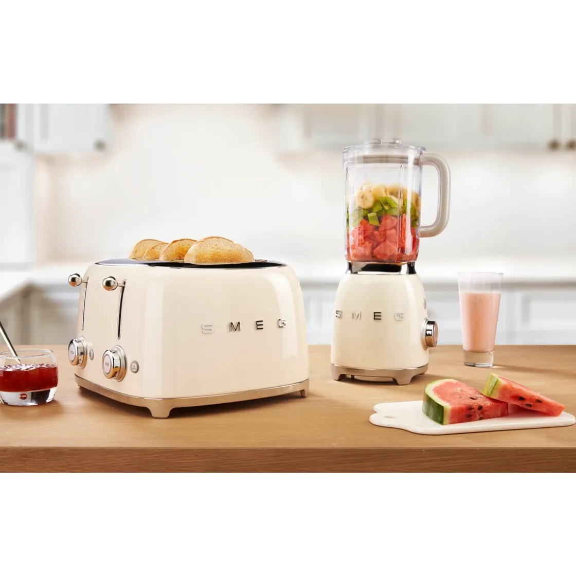 Kochwelt Entdecken|Toaster<Smeg 4-Scheiben-Toaster TSF03 2000 W 50's Style creme