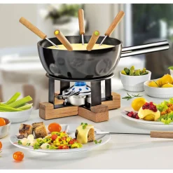 Fondue<Spring Käsefonduegarnitur 23 cm Lausanne schwarz