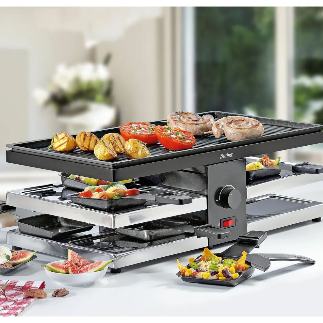 Tischdeko Weihnachten<Spring Raclette für 8 47x24x16 cm Fun schwarz