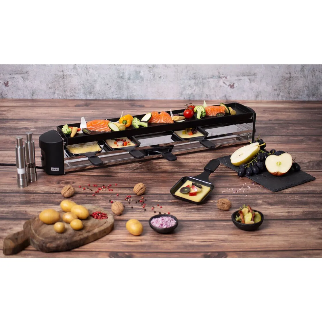Raclette|Kochwelt Entdecken<Stöckli Raclette Cheeseboard Six für 6 68 cm anthrazit