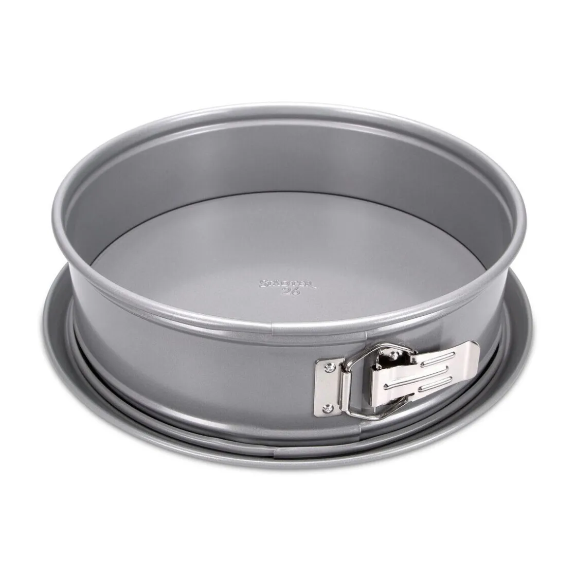 Backformen|Kochwelt Entdecken<Städter Springform mit Flach- und Rohrboden 26 cm We love baking grau