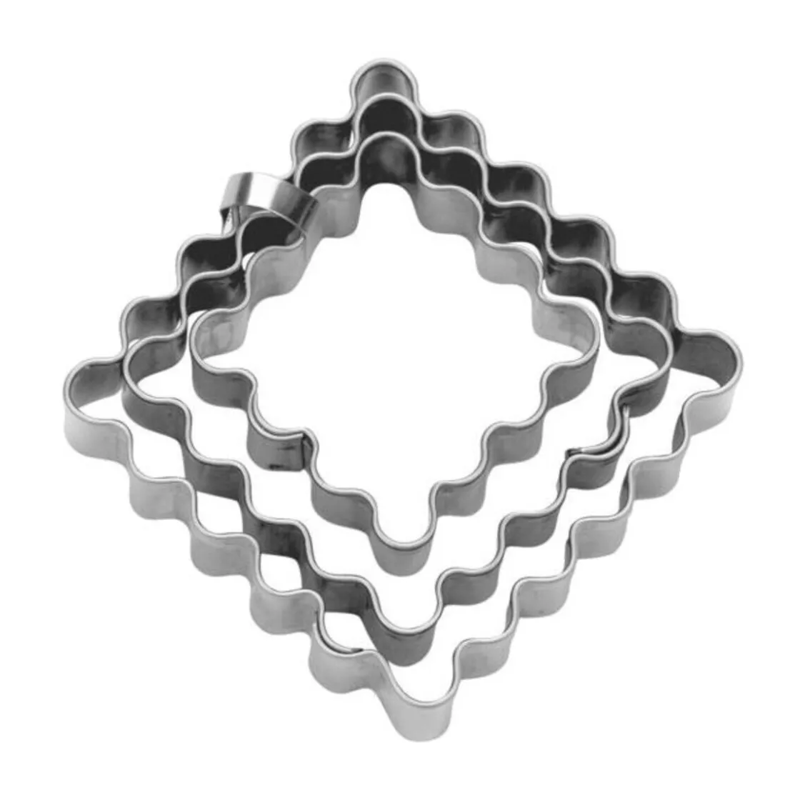 Städter Terrassen-Ausstecher Quadrat gewellt 3er-Set edelstahl