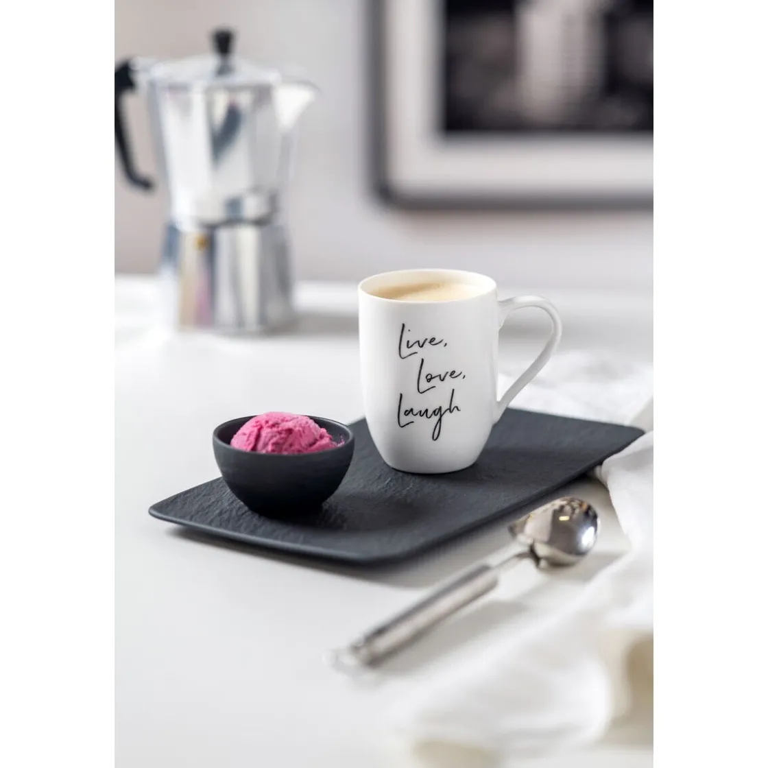 Becher<Villeroy & Boch Henkelbecher 0,29 l Statement Live Love Laugh