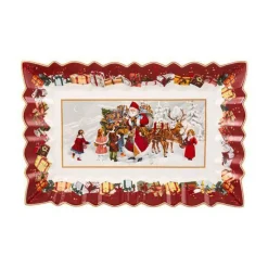 Weihnachtsbäckerei|Weihnachtsbäckerei<Villeroy & Boch Kuchenplatte 35x23 cm Toy’s Fantasy Santa und Kinder