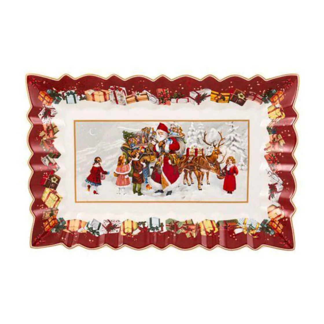 Weihnachtsbäckerei|Weihnachtsbäckerei<Villeroy & Boch Kuchenplatte 35x23 cm Toy’s Fantasy Santa und Kinder