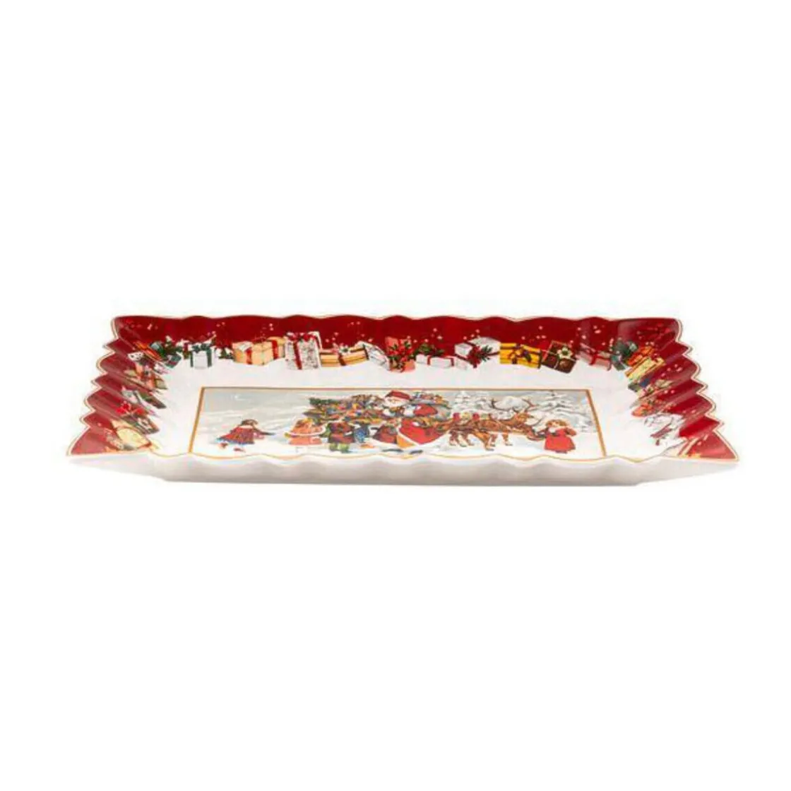 Weihnachtsbäckerei|Weihnachtsbäckerei<Villeroy & Boch Kuchenplatte 35x23 cm Toy’s Fantasy Santa und Kinder