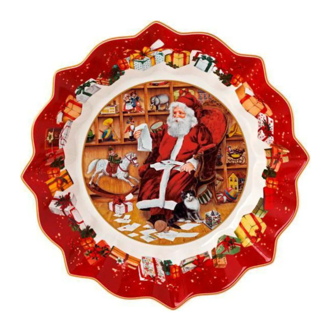 Weihnachten|Weihnachtsgeschirr<Villeroy & Boch Schale 24 cm Toy’s Fantasy Santa liest Wunschzettel