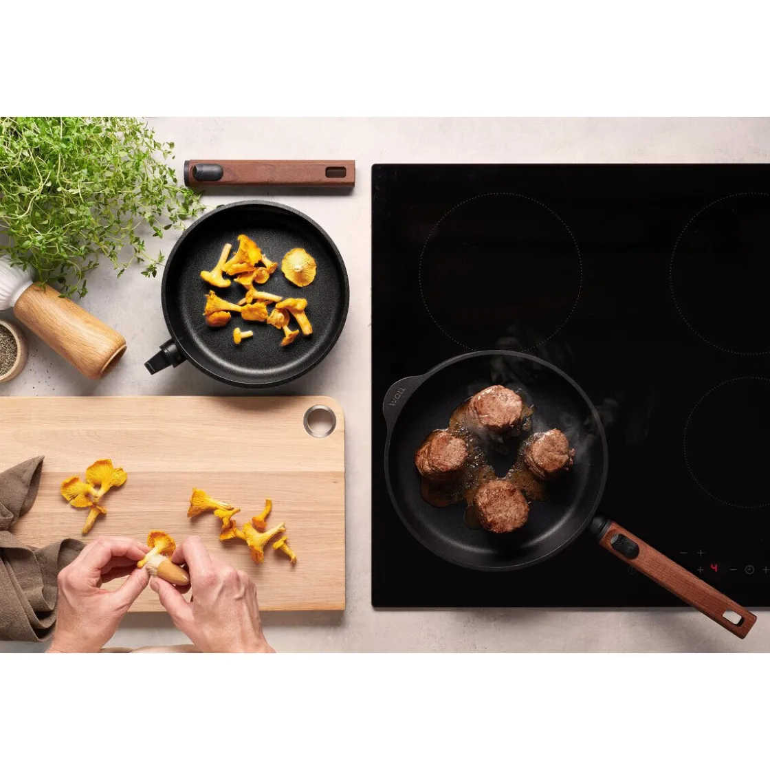 Pilzküche<Woll Guss-Hochrandpfanne 28 cm Eco Logic QXR schwarz